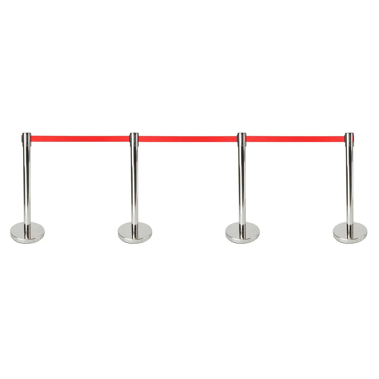 Chrome Retractable Barriers – Red Belt
